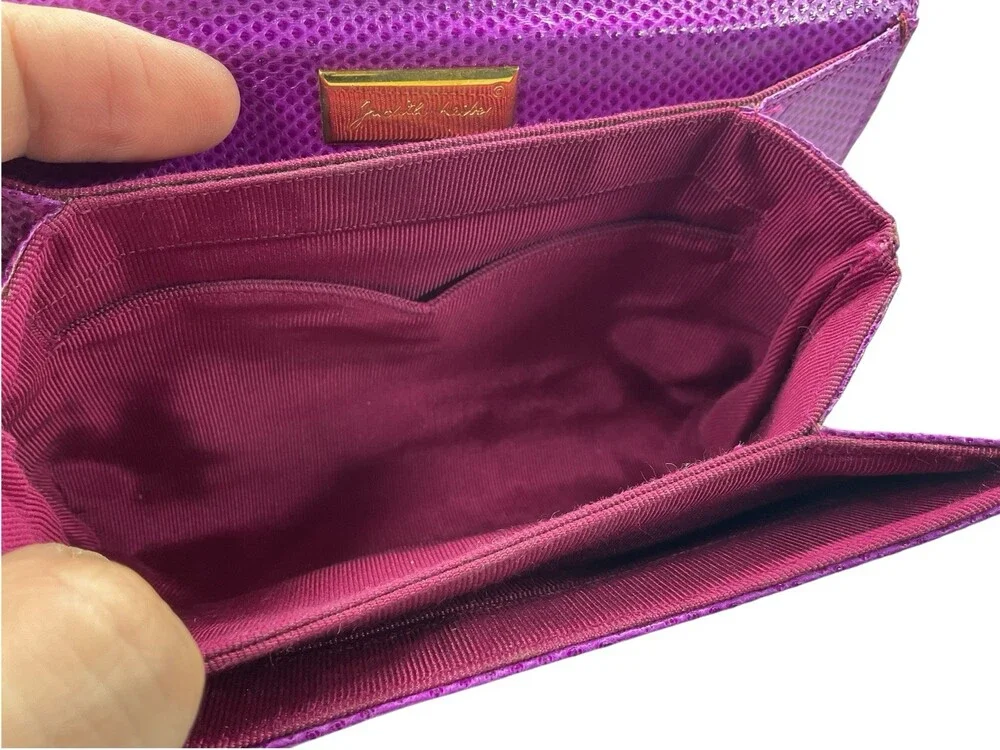 Judith Lieberman Purple Lizard Leather Envelope Clutch